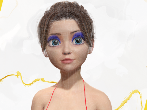 Stylized Cute Woman Model 3D