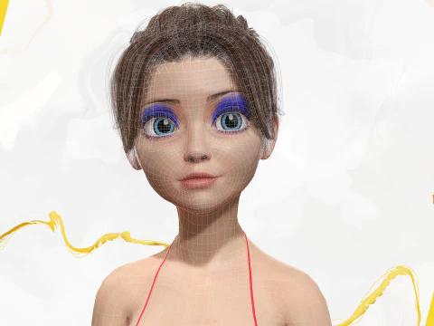 Stylized Cute Woman 3D Model