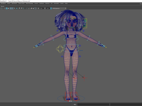 Stylized Girl Curly Hair Female Low-Poly 3Dモデル