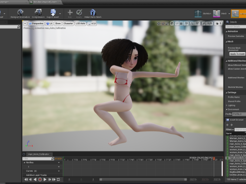 Stylized Girl Curly Hair Female Low-Poly 3Dモデル