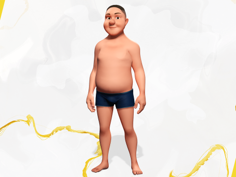 Man Model Fat Boy Stylized Male Cartoon 3D Модель