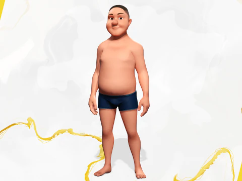 Man Model Fat Boy Stylized Male Cartoon 3D Model