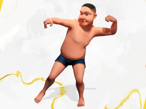 Man Model Fat Boy Stylized Male Cartoon 3D Модель