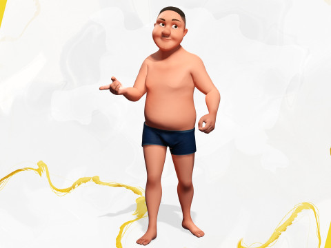 Man Model Fat Boy Stylized Male Cartoon 3D Модель