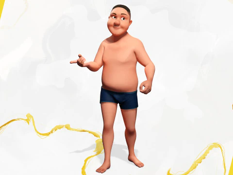 Man Model Fat Boy Stylized Male Cartoon 3D Model