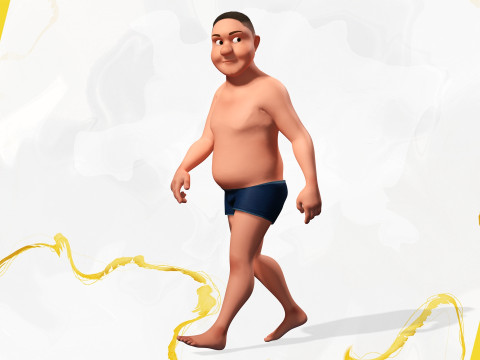 Man Model Fat Boy Stylized Male Cartoon 3D Модель