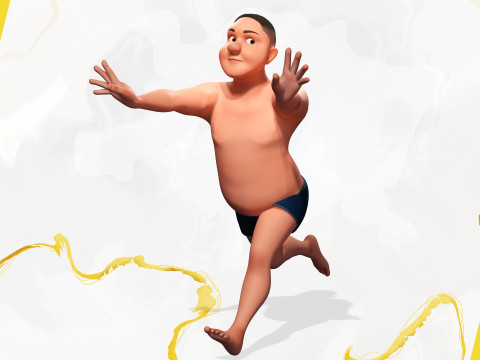 Man Model Fat Boy Stylized Male Cartoon 3D Модель