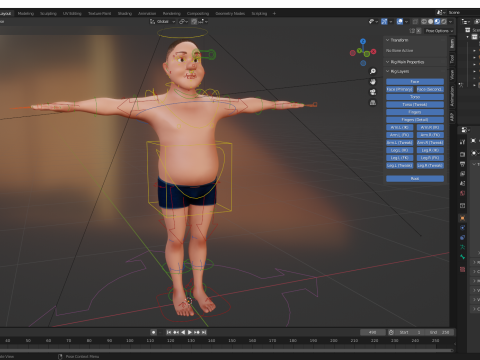 Man Model Fat Boy Stylized Male Cartoon 3D Модель