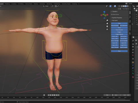 Man Model Fat Boy Stylized Male Cartoon 3D Model