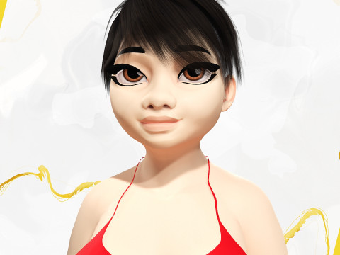 Fat Woman Stylized Girl Cartoon Modello 3D