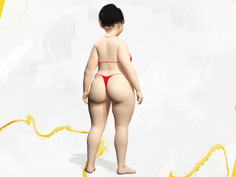Fat Woman Stylized Girl Cartoon Modello 3D