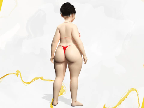 Fat Woman Stylized Girl Cartoon 3D Model