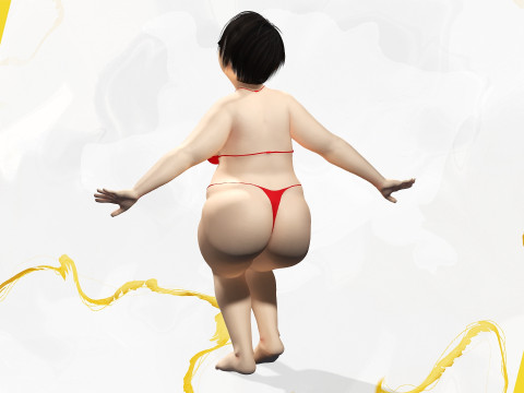 Fat Woman Stylized Girl Cartoon Modello 3D