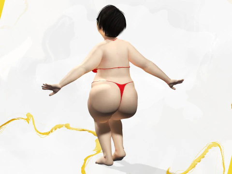Fat Woman Stylized Girl Cartoon 3D Model