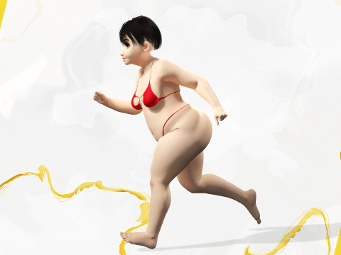 Fat Woman Stylized Girl Cartoon Modello 3D