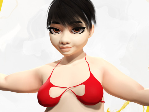 Fat Woman Stylized Girl Cartoon Modello 3D
