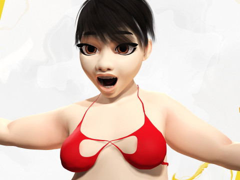 Fat Woman Stylized Girl Cartoon Modello 3D