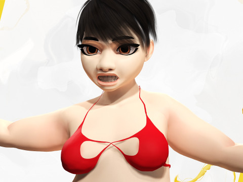 Fat Woman Stylized Girl Cartoon Modello 3D