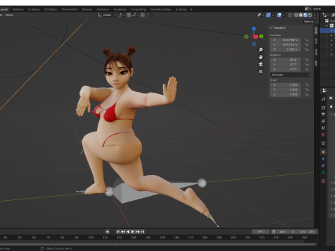 Fat Woman Stylized Girl Cartoon Modello 3D