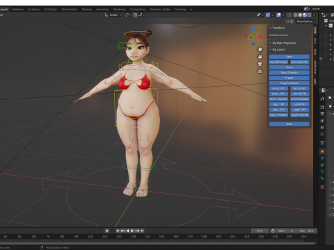 Fat Woman Stylized Girl Cartoon Modello 3D