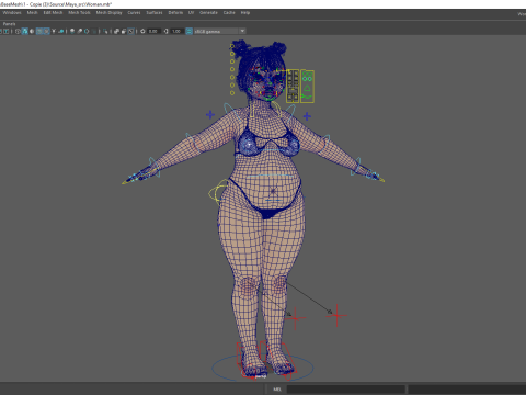 Fat Woman Stylized Girl Cartoon Modello 3D