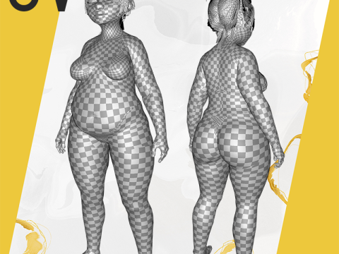 Fat Woman Stylized Girl Cartoon Modello 3D