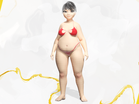 Fat Woman Stylized Girl Cartoon Modello 3D