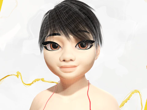 Fat Woman Stylized Girl Cartoon 3D Model