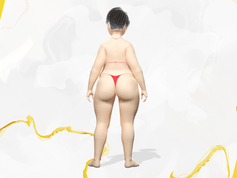 Fat Woman Stylized Girl Cartoon Modello 3D