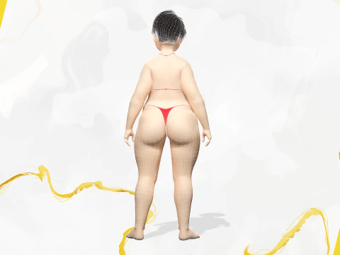 Fat Woman Stylized Girl Cartoon 3D Model