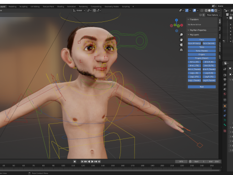 Old Man Grandfather Stylized Male Cartoon 3D 模型