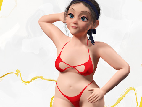 Old Woman Cartoon Grandma Elderly Modello 3D