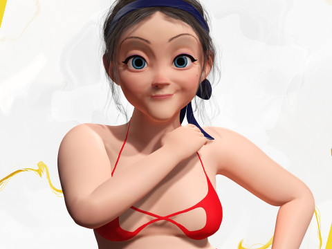 Old Woman Cartoon Grandma Elderly Modello 3D