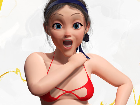 Old Woman Cartoon Grandma Elderly Modello 3D