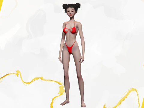 Asi&aacute;tica Eleg&acirc;ncia Menina Mulher Japonesa Coreana Chinesa Modelo 3D