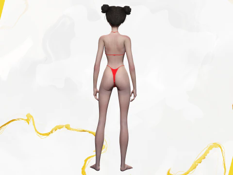 Asi&aacute;tica Eleg&acirc;ncia Menina Mulher Japonesa Coreana Chinesa Modelo 3D