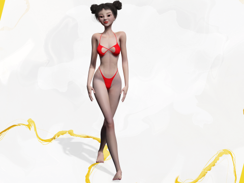 Asian Elegance Girl Woman Japanese Korean Chinese Modello 3D