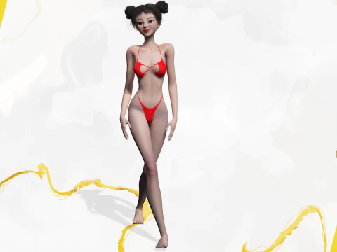 Asi&aacute;tica Eleg&acirc;ncia Menina Mulher Japonesa Coreana Chinesa Modelo 3D