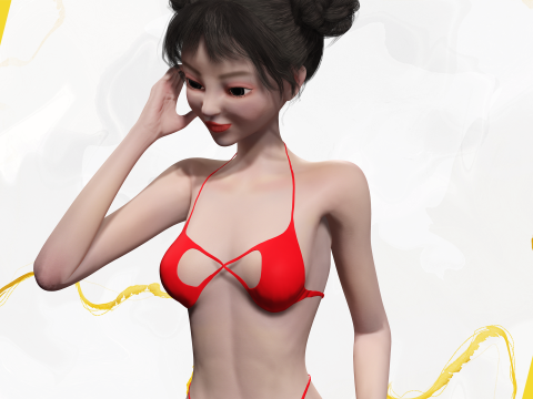 Asian Elegance Girl Woman Japanese Korean Chinese Modello 3D