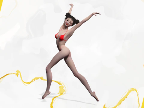 Asi&aacute;tica Eleg&acirc;ncia Menina Mulher Japonesa Coreana Chinesa Modelo 3D