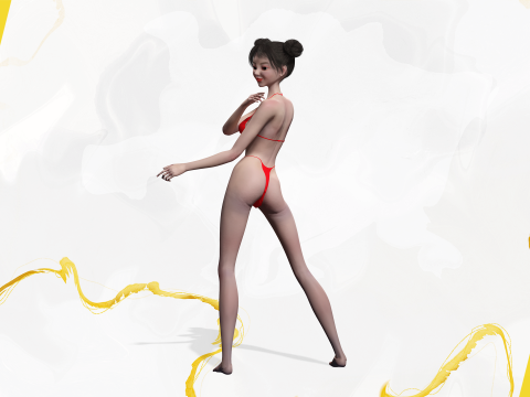 Asian Elegance Girl Woman Japanese Korean Chinese Modello 3D