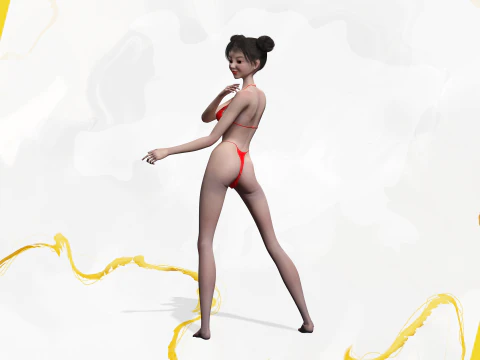 Asi&aacute;tica Eleg&acirc;ncia Menina Mulher Japonesa Coreana Chinesa Modelo 3D