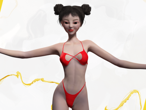 Asian Elegance Girl Woman Japanese Korean Chinese Modello 3D