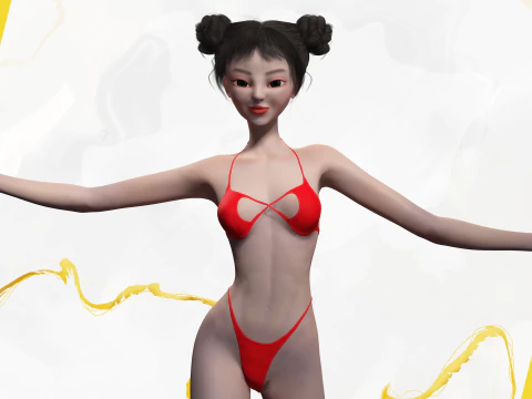 Asi&aacute;tica Eleg&acirc;ncia Menina Mulher Japonesa Coreana Chinesa Modelo 3D