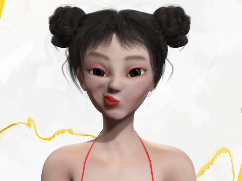 Asi&aacute;tica Eleg&acirc;ncia Menina Mulher Japonesa Coreana Chinesa Modelo 3D