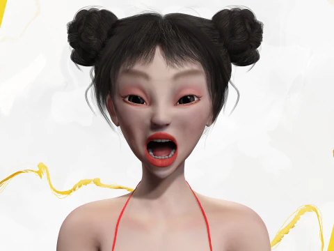 Asi&aacute;tica Eleg&acirc;ncia Menina Mulher Japonesa Coreana Chinesa Modelo 3D