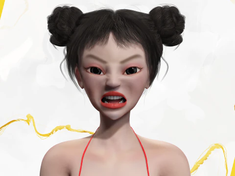 Asi&aacute;tica Eleg&acirc;ncia Menina Mulher Japonesa Coreana Chinesa Modelo 3D