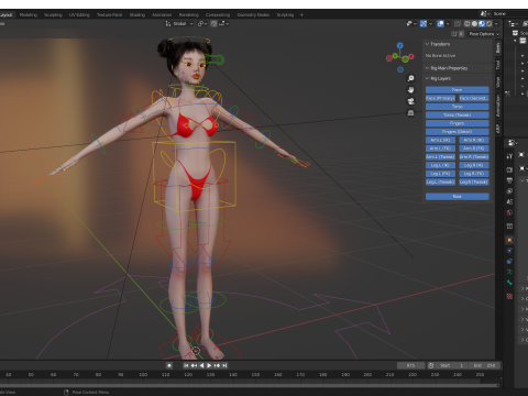 Asian Elegance Girl Woman Japanese Korean Chinese Modello 3D