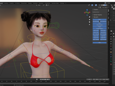 Asian Elegance Girl Woman Japanese Korean Chinese Modello 3D