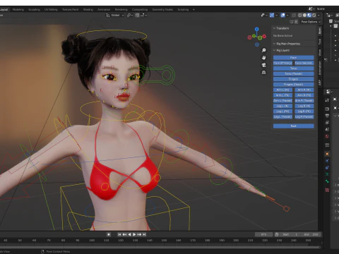 Asi&aacute;tica Eleg&acirc;ncia Menina Mulher Japonesa Coreana Chinesa Modelo 3D